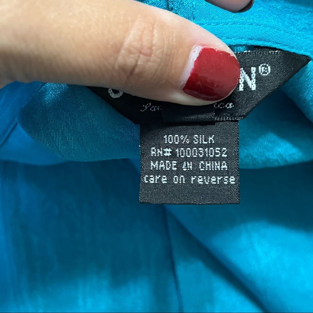 Citron Teal Women's Jacket Kimono Cardigan 100% Silk, Size L - Picture 8 of 8